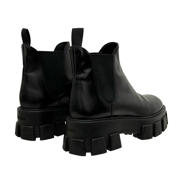 Prada Monolith Platform Lug Sole Black Leather Chelsea Boot  EU 37.5 / US 7.5 - Picture 4 of 11